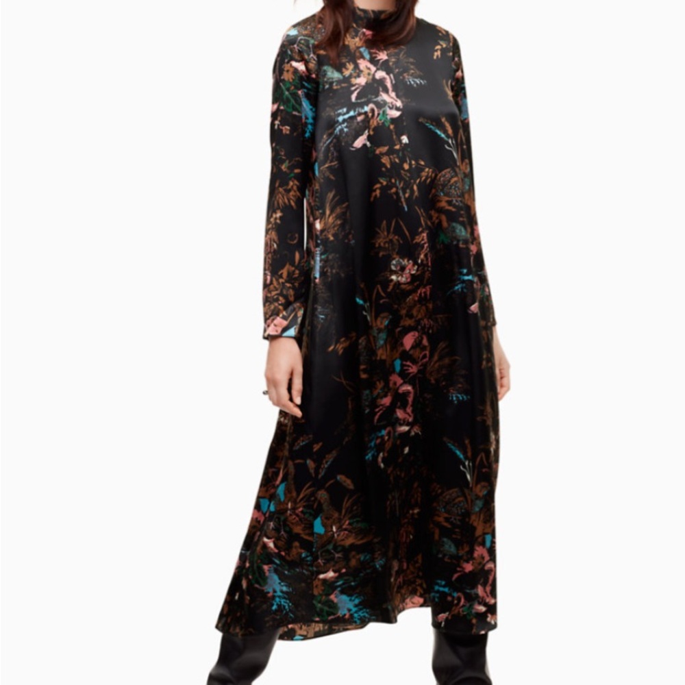 ARITZIA 100% Silk Floral Midi Dress Size S